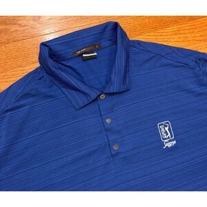 Nike Tiger Woods Collection TPC Sawgrass Golf Polo Shirt Mens XL Blue Dri-FIT